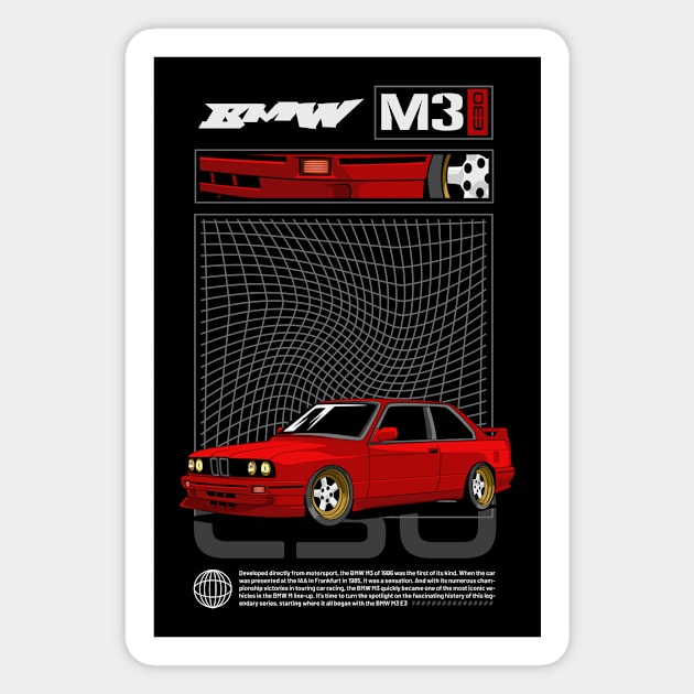 Classic M3 E30 Car Magnet by milatees